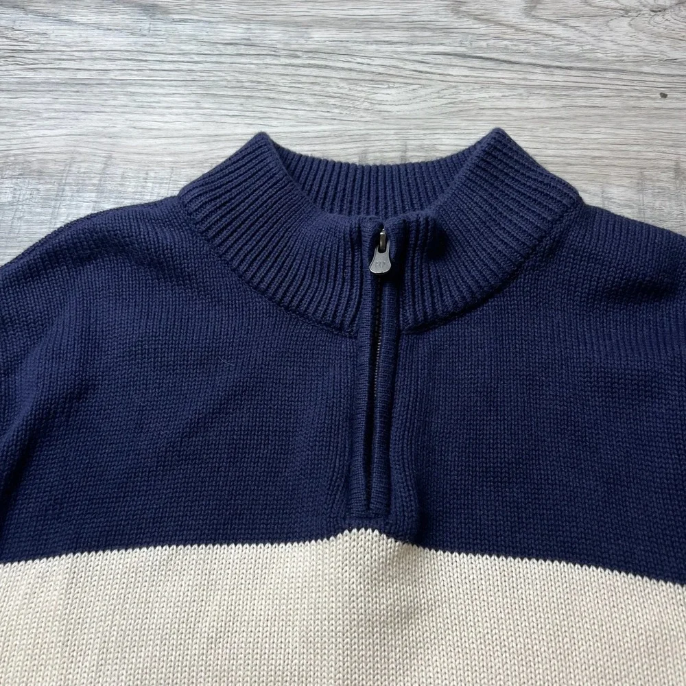 Gap Quarter Sweater Boy XXL 14-16 Husky Blue Green‎ Colorblock Cotton Pullover